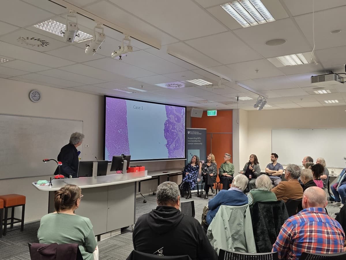 A specialist panel discusses a case with the audience