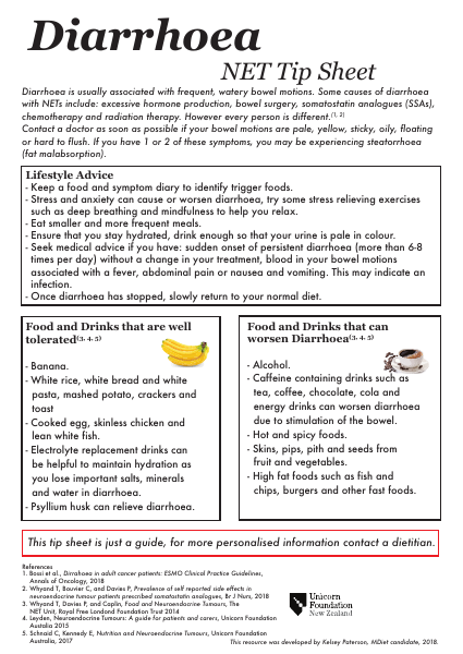 Diarrhoea toolkit – Neuroendocrine Cancer New Zealand